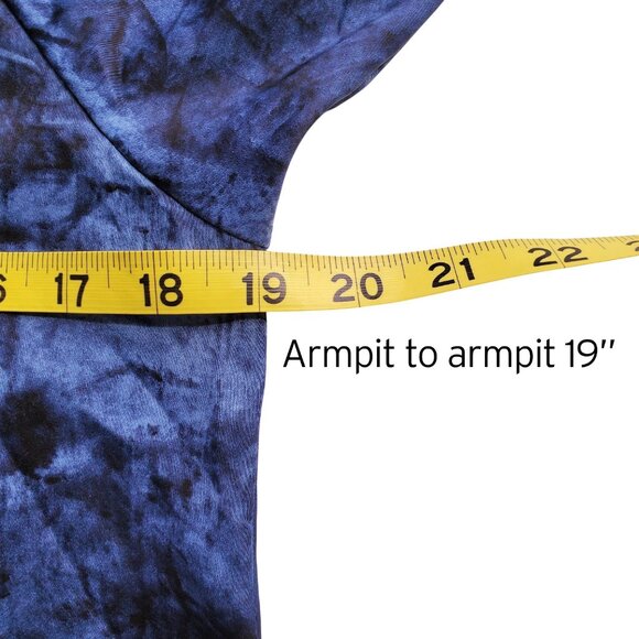 MICHAEL KORS Denim Blue Tie Dye Print Shirtdress Tabbed Sleeves Blue & Black S - Picture 11 of 15